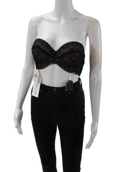 B Temptd Womens Hook Back Lace Strapless Underwired Bra Black Brown Size 34D