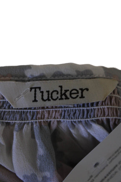 Tucker Womens Silk Printed Crew Neck 3/4 Sleeve Blouse Top Gray Size P