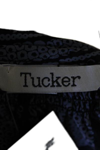 Tucker Womens Printed Silk Crew Neck 3/4 Sleeve Blouse Top Blue Black Size P