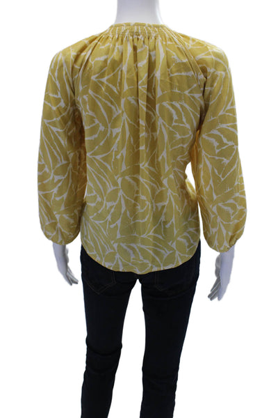 Tucker Womens Silk Printed 3/4 Sleeve Crew Neck Blouse Top Light Brown Size P