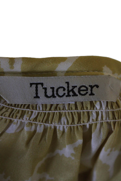 Tucker Womens Silk Printed 3/4 Sleeve Crew Neck Blouse Top Light Brown Size P
