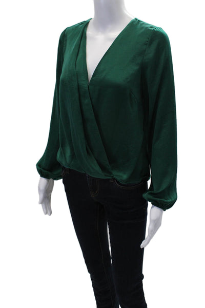Greylin Anthropologie Womens V-neck Long Sleeve Wrap Blouse Top Green Size XS