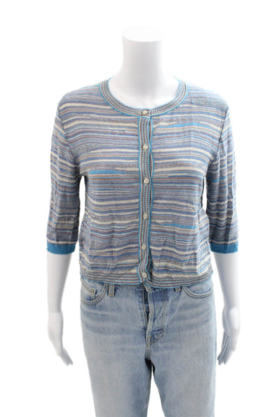Marella Womens Striped Knit Blouse Blue Size L