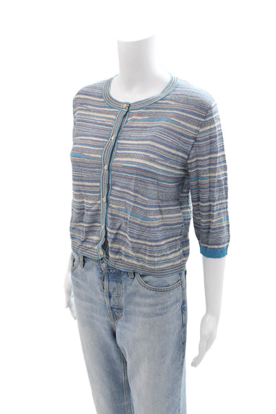 Marella Womens Striped Knit Blouse Blue Size L