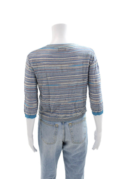 Marella Womens Striped Knit Blouse Blue Size L
