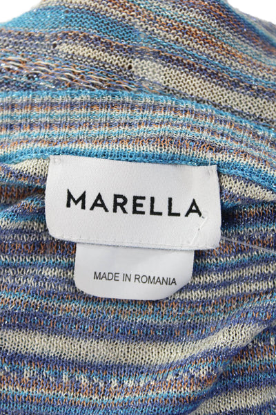 Marella Womens Striped Knit Blouse Blue Size L