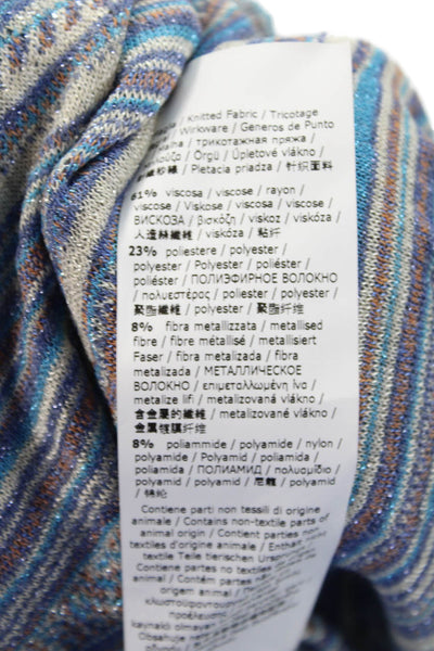 Marella Womens Striped Knit Blouse Blue Size L