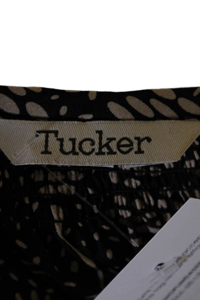 Tucker Womens Floral Print Crew Neck 3/4 Sleeve Blouse Top Black Brown Size P