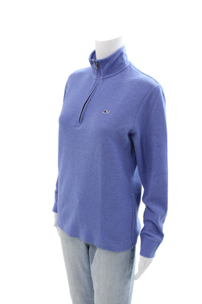 Vineyard Vines Women's Long Sleeves Quarter Zip Basic T-Shirt Blue Size XS