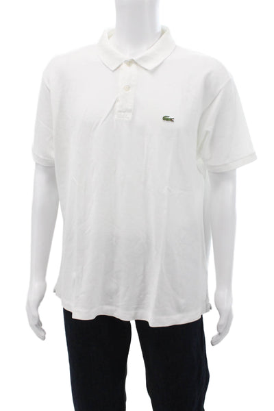 Lacoste Mens Two Button Collared Cotton Twill Polo Shirt White Size 3XL