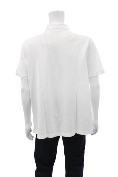 Lacoste Mens Two Button Collared Cotton Twill Polo Shirt White Size 3XL