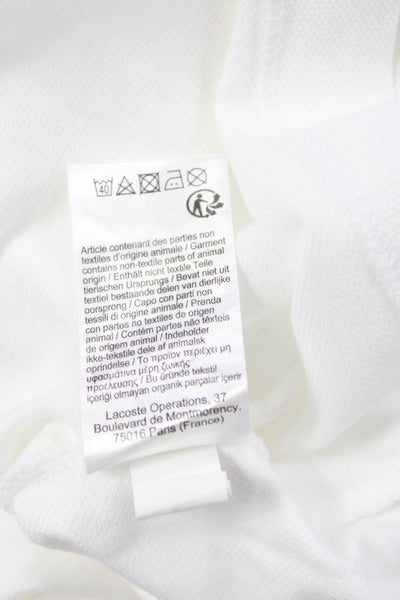 Lacoste Mens Two Button Collared Cotton Twill Polo Shirt White Size 3XL