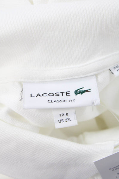 Lacoste Mens Two Button Collared Cotton Twill Polo Shirt White Size 3XL