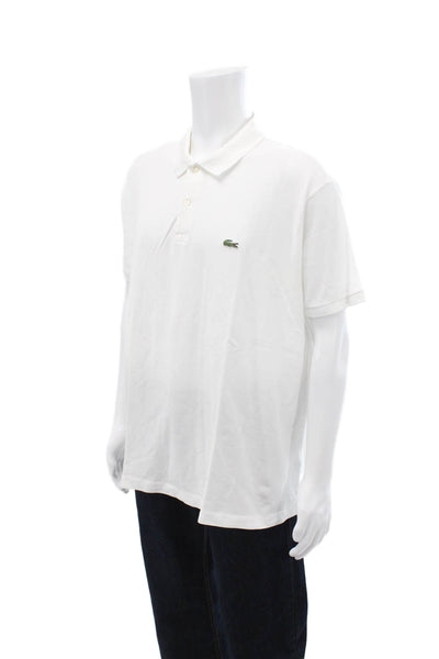 Lacoste Mens Two Button Short Sleeve Knit Polo Shirt White Cotton Size 3XL