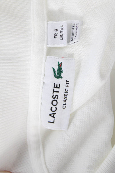 Lacoste Mens Two Button Short Sleeve Knit Polo Shirt White Cotton Size 3XL