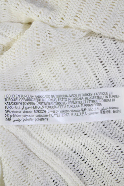 Massimo Dutti Womens Short Sleeves Crew Neck Sweater White Size Small