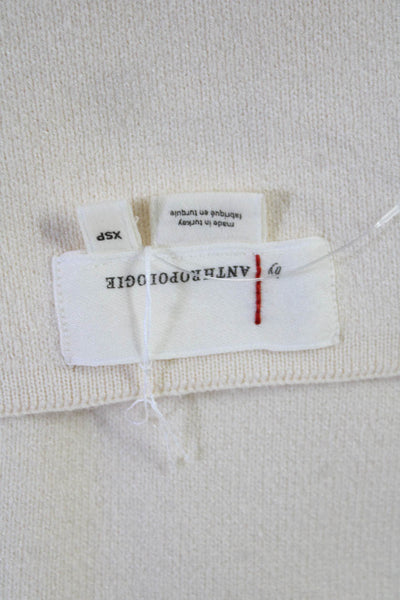 Anthropologie Womens Button Down Cardigan Sweater White Size Extra Small