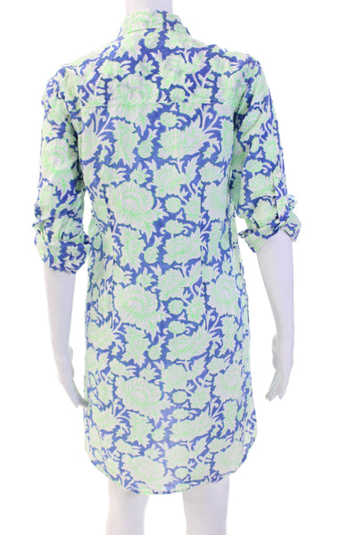 Roberta Roller Rabbit Womens Floral Print Dress Blue Green Size Extra Small