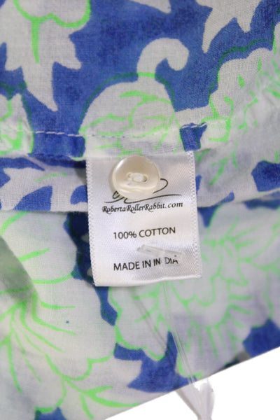 Roberta Roller Rabbit Womens Floral Print Dress Blue Green Size Extra Small