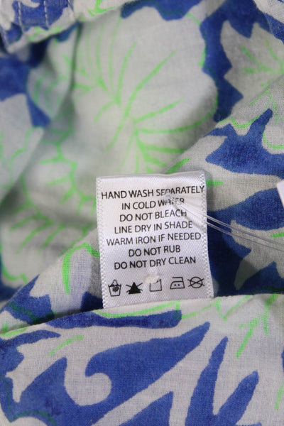 Roberta Roller Rabbit Womens Floral Print Dress Blue Green Size Extra Small