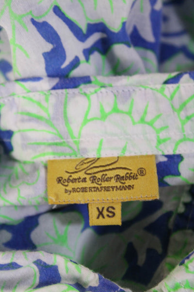 Roberta Roller Rabbit Womens Floral Print Dress Blue Green Size Extra Small