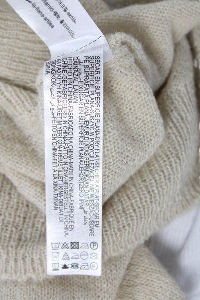 Zara Womens Long Sleeves Button Down Cardigan Sweater Beige Size Medium