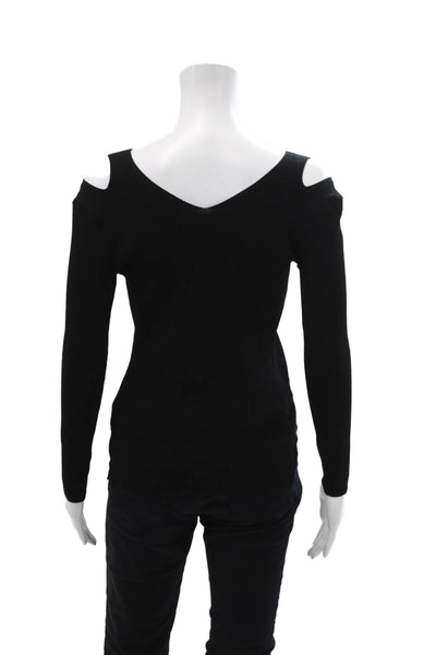 Rag & Bone Womens Ribbed V Neck Long Sleeves Sweater Black Size Small