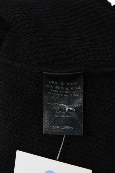 Rag & Bone Womens Ribbed V Neck Long Sleeves Sweater Black Size Small