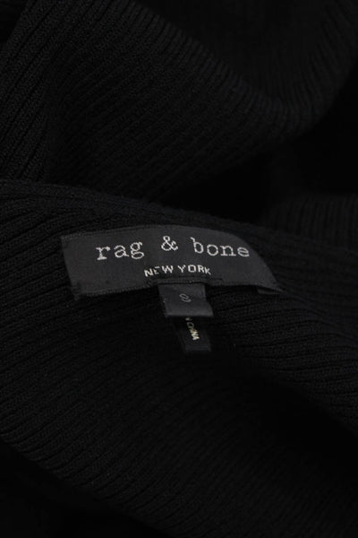 Rag & Bone Womens Ribbed V Neck Long Sleeves Sweater Black Size Small
