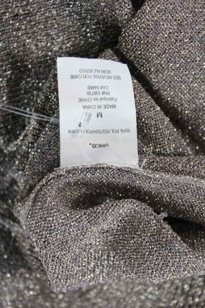 Vince Womens Long Sleeves V Neck Sweater Silver Metallic Size Medium