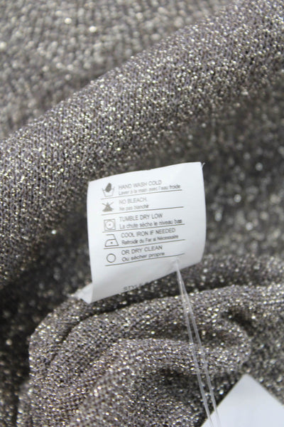 Vince Womens Long Sleeves V Neck Sweater Silver Metallic Size Medium
