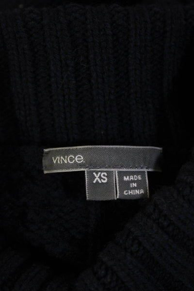 Vince Womens Long Sleeves Turtleneck Sweater Navy Blue Size Extra Small