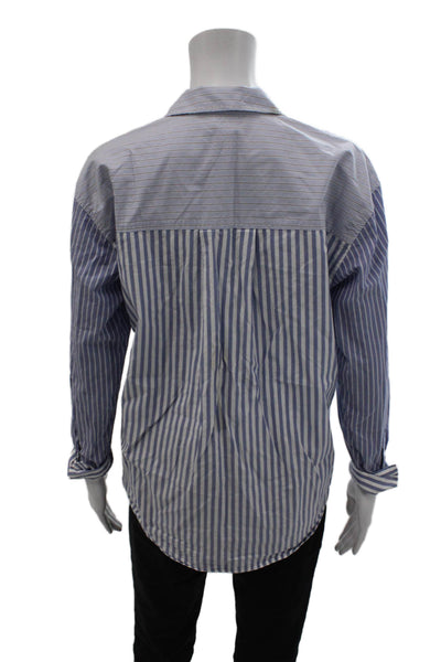 Rails Womens Cotton Blend Striped Button Up Blouse Top Blue Size XS