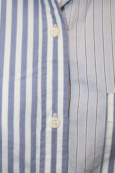 Rails Womens Cotton Blend Striped Button Up Blouse Top Blue Size XS