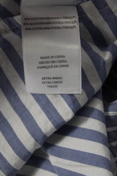 Rails Womens Cotton Blend Striped Button Up Blouse Top Blue Size XS