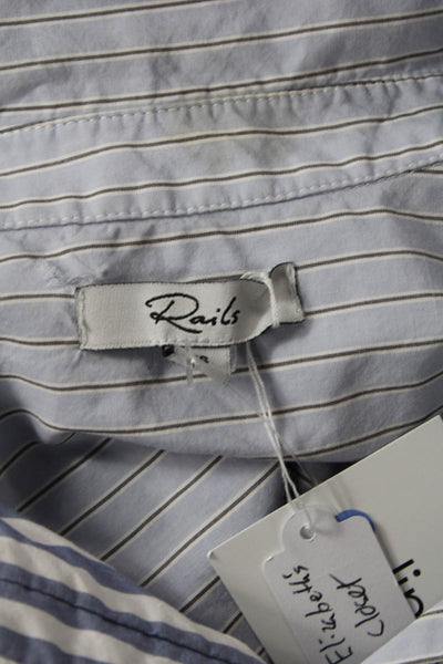 Rails Womens Cotton Blend Striped Button Up Blouse Top Blue Size XS