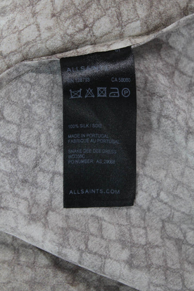 Allsaints Womens Silk Abstract Print Short Sleeve Mini Dress Taupe Size 6