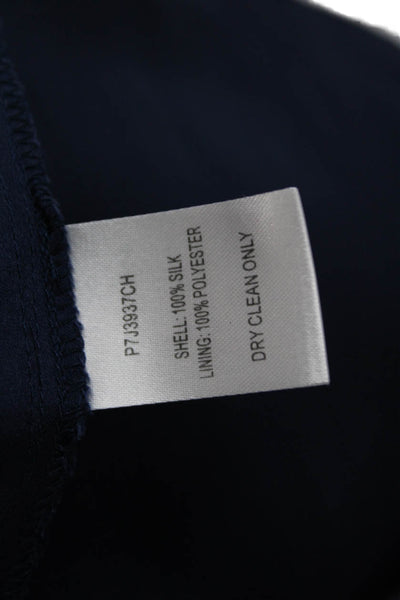 Parker Womens Silk Cutout Detail Tied Cuff Long Sleeve Blouse Blue Size S