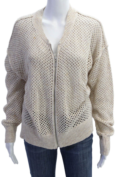 Pilcro and the Letterpress Anthropologie Womens Open Knit Cardigan Top Beige SzL