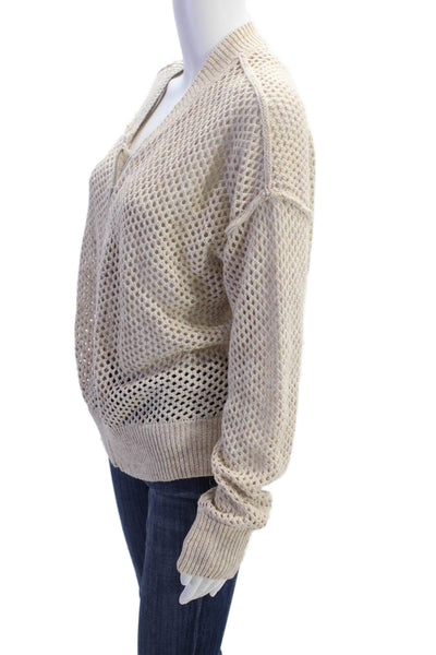 Pilcro and the Letterpress Anthropologie Womens Open Knit Cardigan Top Beige SzL
