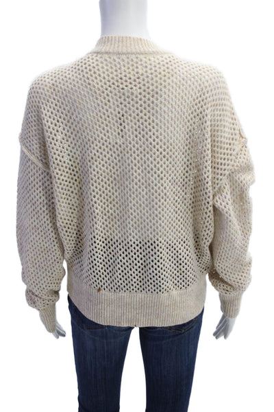 Pilcro and the Letterpress Anthropologie Womens Open Knit Cardigan Top Beige SzL