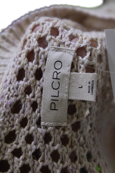 Pilcro and the Letterpress Anthropologie Womens Open Knit Cardigan Top Beige SzL