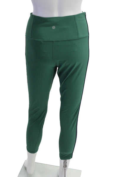 Athleta Womens Striped Detail High Waisted Ankle Leggings Green Size L