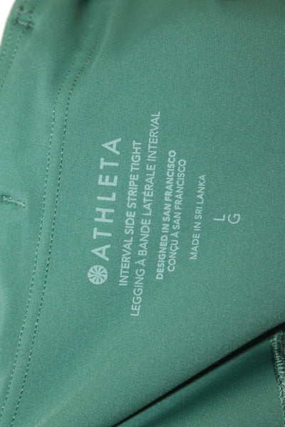 Athleta Womens Striped Detail High Waisted Ankle Leggings Green Size L