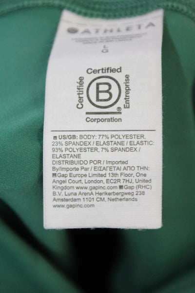 Athleta Womens Striped Detail High Waisted Ankle Leggings Green Size L
