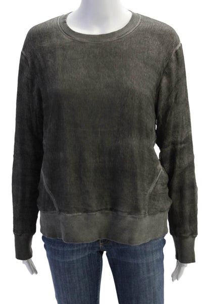 Helmut Lang Womens Textured Crew Neck Long Sleeve Lined Sweater Top Gray Size M