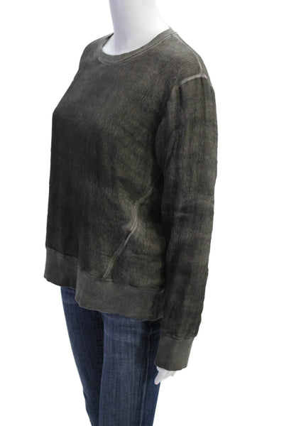Helmut Lang Womens Textured Crew Neck Long Sleeve Lined Sweater Top Gray Size M
