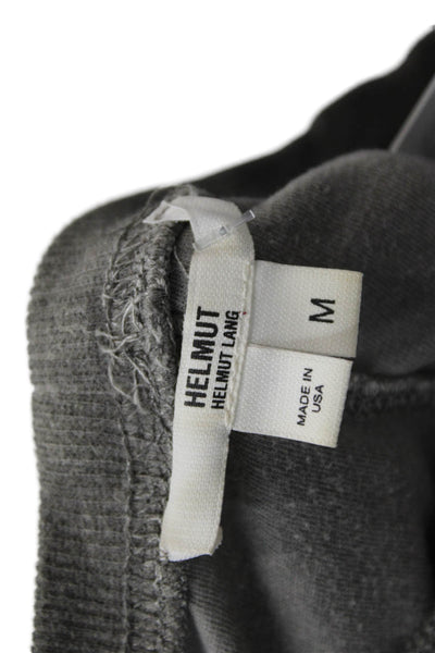 Helmut Lang Womens Textured Crew Neck Long Sleeve Lined Sweater Top Gray Size M