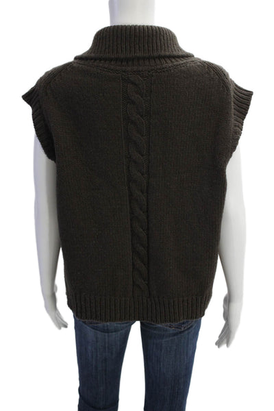 We Norwegians Womens Wool Half Zip Sleeveless Sweater Vest Top Brown Size M