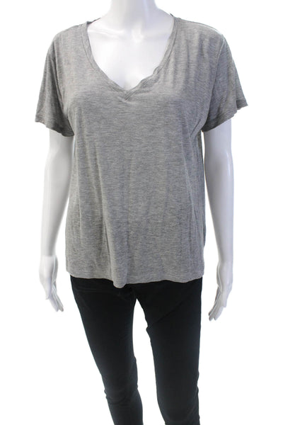 J Brand Womens Cotton V-neck Short Sleeve Casual Tops Gray Size S